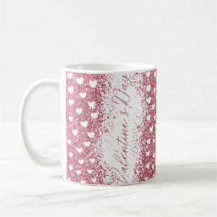 Taza De Café Día de San Valentín purpurina