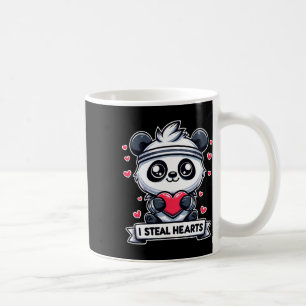 Taza De Café Día de San Valentín Roba Corazones Oso Panda Lindo