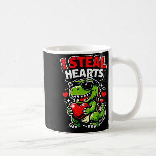 Taza De Café Día de San Valentín Roba Corazones T-rex