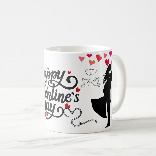 Taza De Café Día de San Valentín Silueta Romántica  (Anverso derecho)