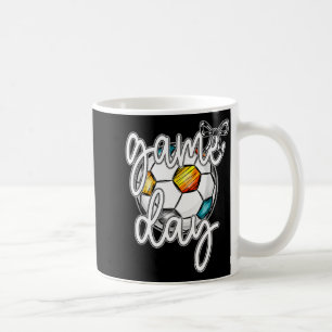 Taza De Café Día del Juego Retro Fútbol Coquette Bow Mujeres Ni