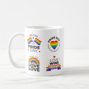 Taza De Café Día del Orgullo Corazón Arcoiris