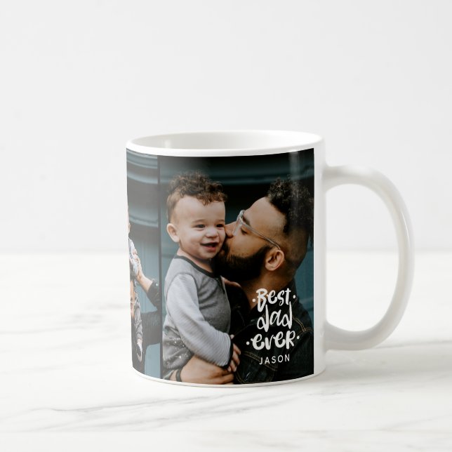 Taza De Café Día del Padre 3 Mejor Collage de fotos Papá Nunca  (Derecha)