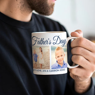 Taza De Café Día del Padre Colaje de Fotos con Letra Navy