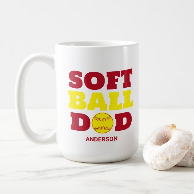 Taza De Café Día del Padre de Softball Personalizado (Con donut)