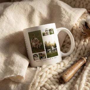 Taza De Café 'Día del Padre Feliz' Regalo de Collage de 6 Fotos