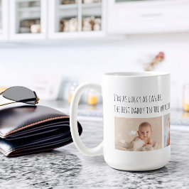 Taza De Café Día del Padre Lucky Me Mejor Papá Fotos Personaliz