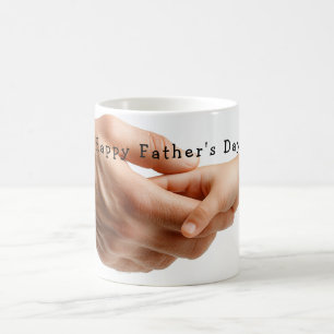 Taza De Café Día del padre, padre e hijo amando manos