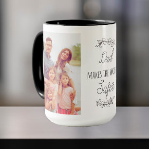 Taza De Café Día del Padre papá hace el mundo más seguro collag