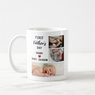 Taza De Café Día del Padre Simple Personalizado con 3 Fotos