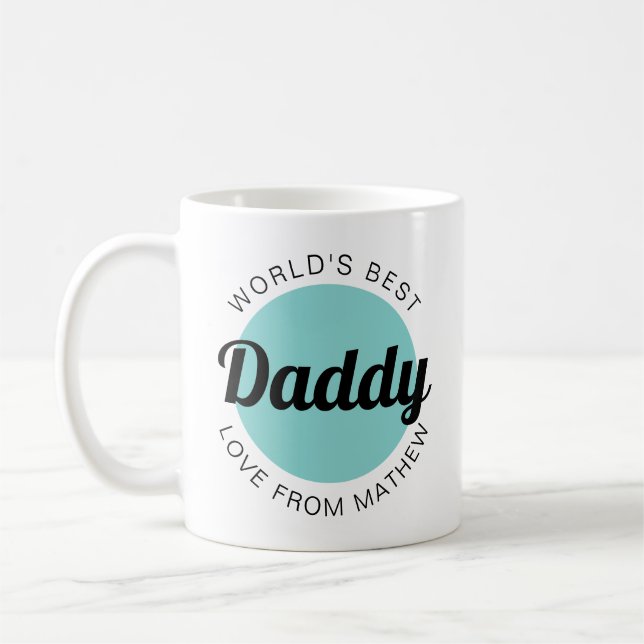 Taza De Café Día del Padre Verde azulado, el mejor abuelo del m (Izquierda)