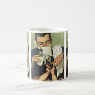 Taza De Café Día del Padre Vintage, Papá le da un biberón al be
