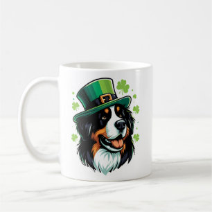 Taza De Café Día del Perro Bernés Irlandés Leprechaun Gorra St