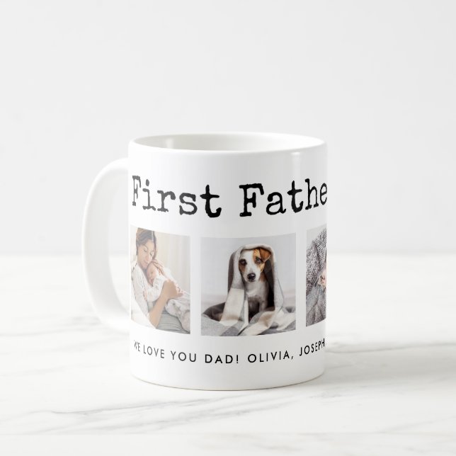 Taza De Café Día del Primer Padre | Cuadrícula fotográfica sobr (Anverso izquierdo)