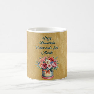Taza De Café Día del Profesional Administrativo Elegante de Oro