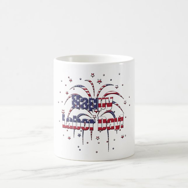 Taza De Café Día del Trabajo Feliz Patriótico Rojo Blanco y Azu (Centro)