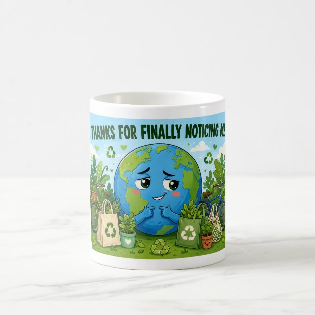 Taza De Café Día divertido de la Tierra Eco Planeta (Centro)