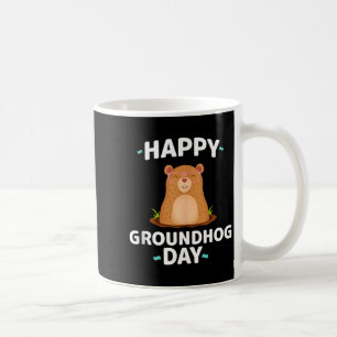 Taza De Café Día Feliz de la Marmota Gráfico Camiseta Divertida
