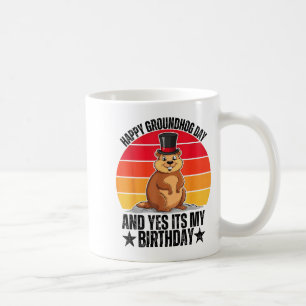 Taza De Café Día Feliz de la Marmota y Sí es mi Cumpleaños Dive