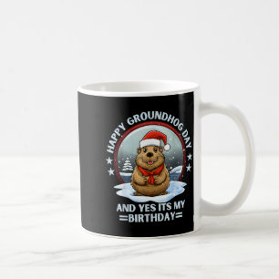 Taza De Café Día Feliz de la Marmota y Sí Es Mi Cumpleaños Suel