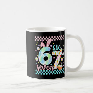 Taza De Café Día feliz de Pascua divertido 67 seis siete conejo