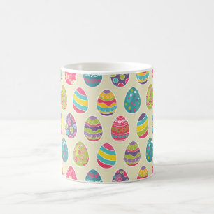 Taza De Café Día feliz retro con clase de Pascua de los huevos