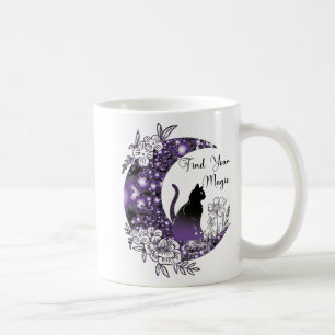 Taza De Café Día Gráfico místico Celestial Negro Gato Luna