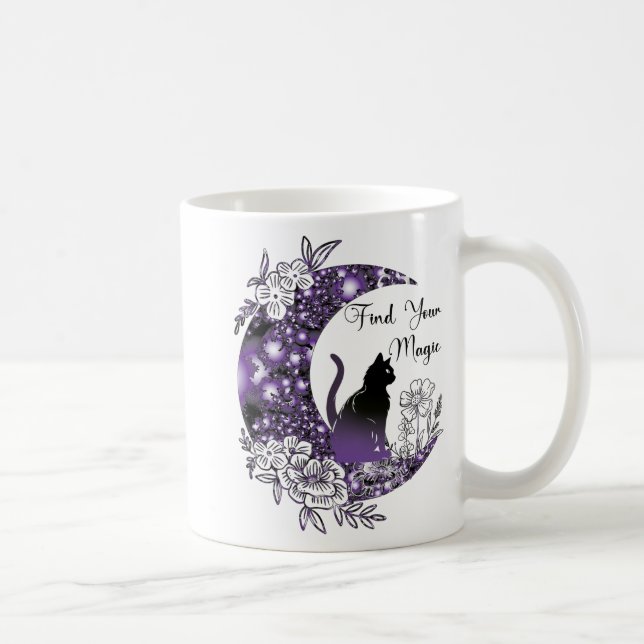 Taza De Café Día Gráfico místico Celestial Negro Gato Luna (Derecha)