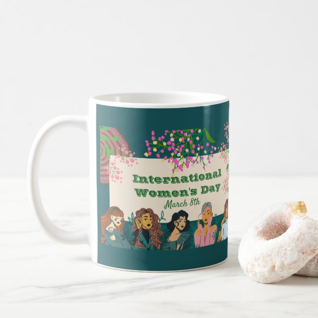 Taza De Café Día Internacional de la Mujer 8 de marzo Floral (Con donut)