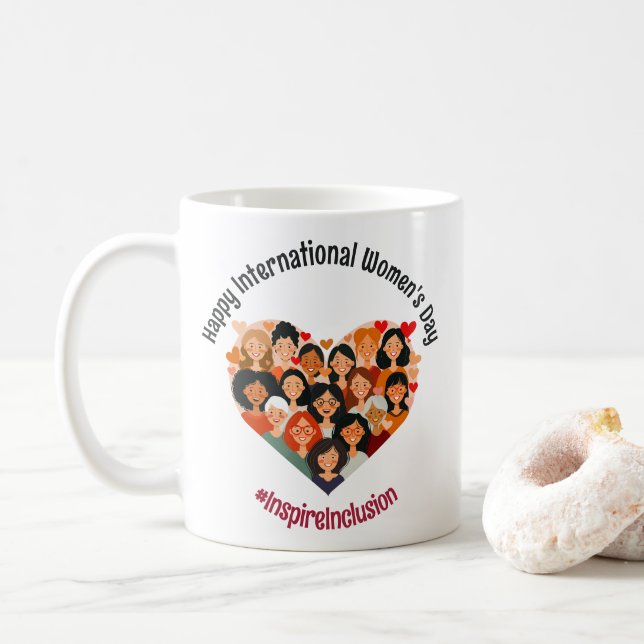 Taza De Café Día Internacional de la Mujer | Marzo 8 | Corazón (Con donut)