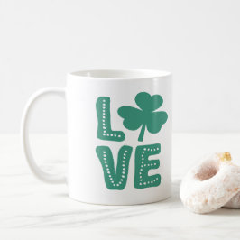 Taza De Café Día irlandés del amor de Shamrock antes del patron