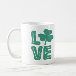 Taza De Café Día irlandés del amor de Shamrock antes del patron