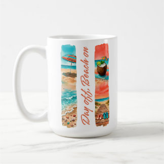 Taza De Café Día Libre Playa En Arte Acuarela Tropical