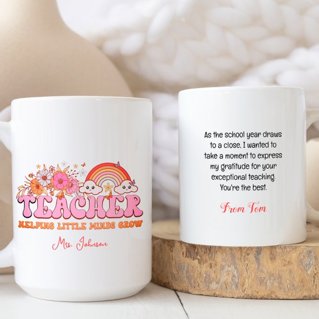 Taza De Café Día Mundial del Profesor Floral Boho Rainbow (Subido por el creador)