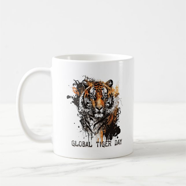 Taza De Café Día mundial del tigre, tigre gruñón (Izquierda)