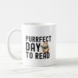 Taza De Café Día Perfecto Para Leer Cita Funny Bookworm Cat