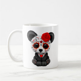 Taza De Café Día rojo del oso de panda muerto del cráneo del