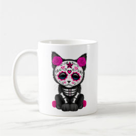 Taza De Café Día rosado lindo del gato muerto del gatito
