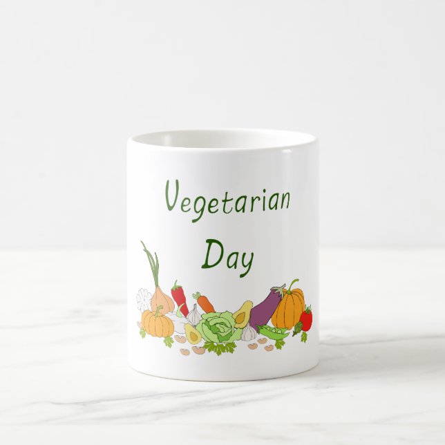Taza De Café Día vegetariano Minimalista Café romántico (Centro)