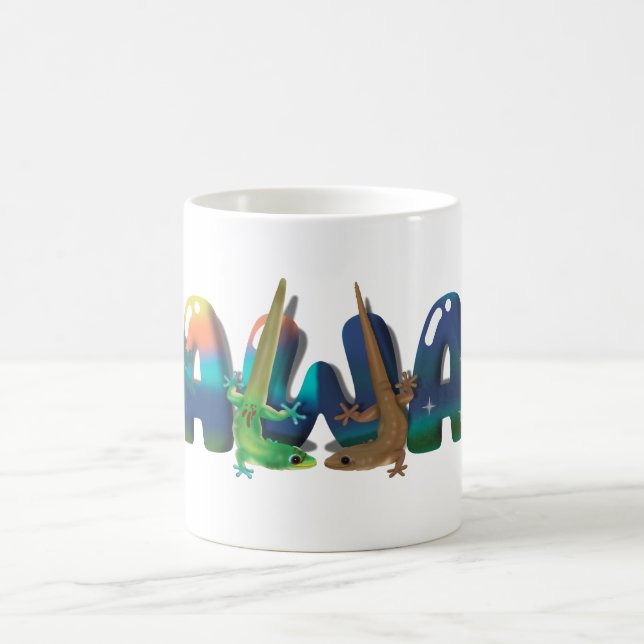 TAZA DE CAFÉ DÍA Y NOCHE HAWAII GECKOS (Centro)