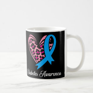Taza De Café Diabetes Awareness Mes Heart Blue Ribbon Mujeres M
