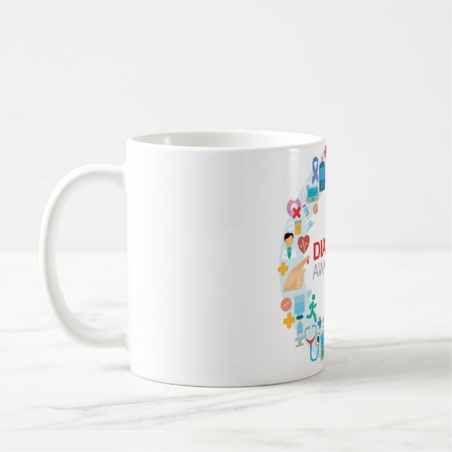 Taza De Café Diabetes Sensibilización Círculo Mug (Izquierda)