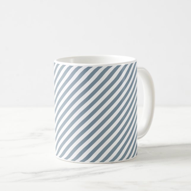Taza De Café Diagonal blue and white stripes pattern (Anverso derecho)