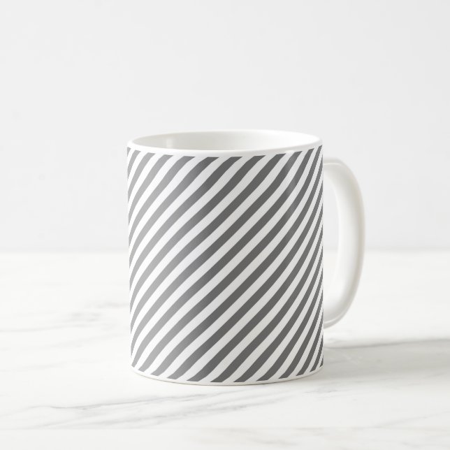 Taza De Café Diagonal gray and white stripes pattern (Anverso derecho)