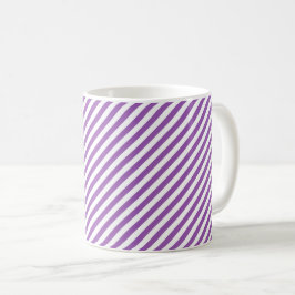 Taza De Café Diagonal purple and white stripes pattern