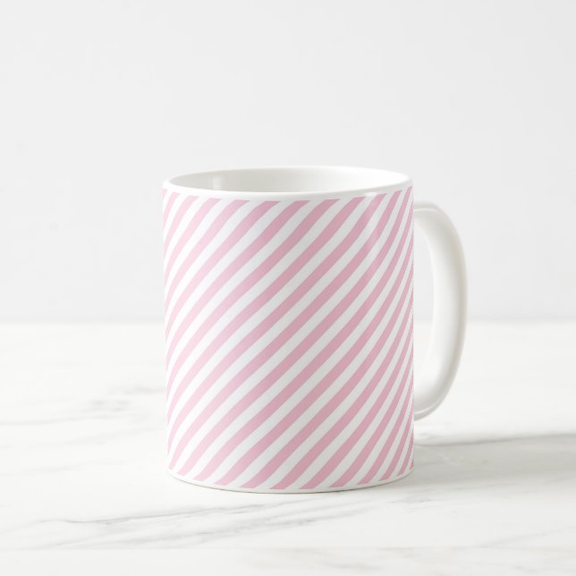Taza De Café Diagonal white and pink stripes pattern (Anverso derecho)