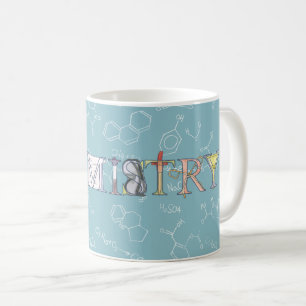 Taza De Café Diagrama de química y azul tipográfico