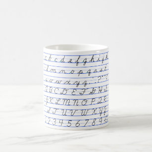 Taza De Café Diagrama del alfabeto inglés en escritura cursiva