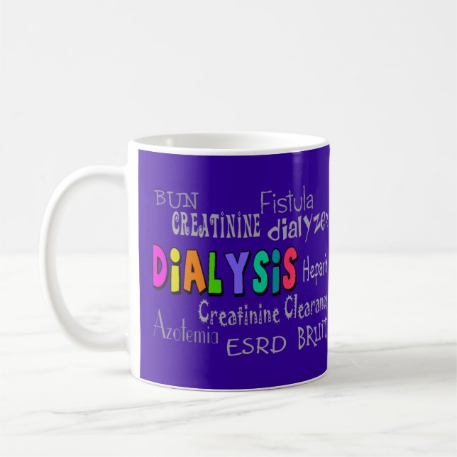 Taza De Café Diálisis Terminología Regalos Keychain púrpura Mag (Izquierda)