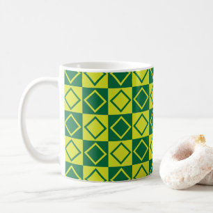 Taza De Café Diamante Cuadrado Verde Geométrico Moderno